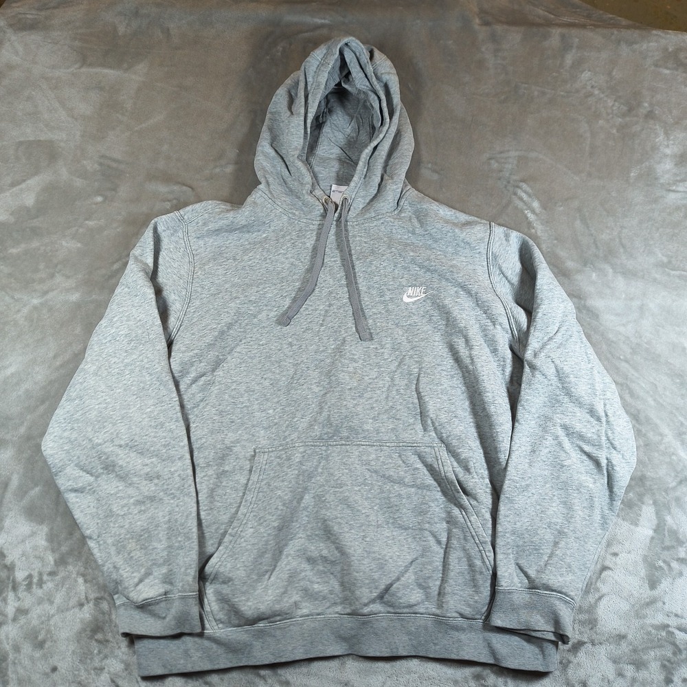 Nike Hoodie Mens XXL Gray Pullover Zip Swoosh Embroidered Fleece Gym Train